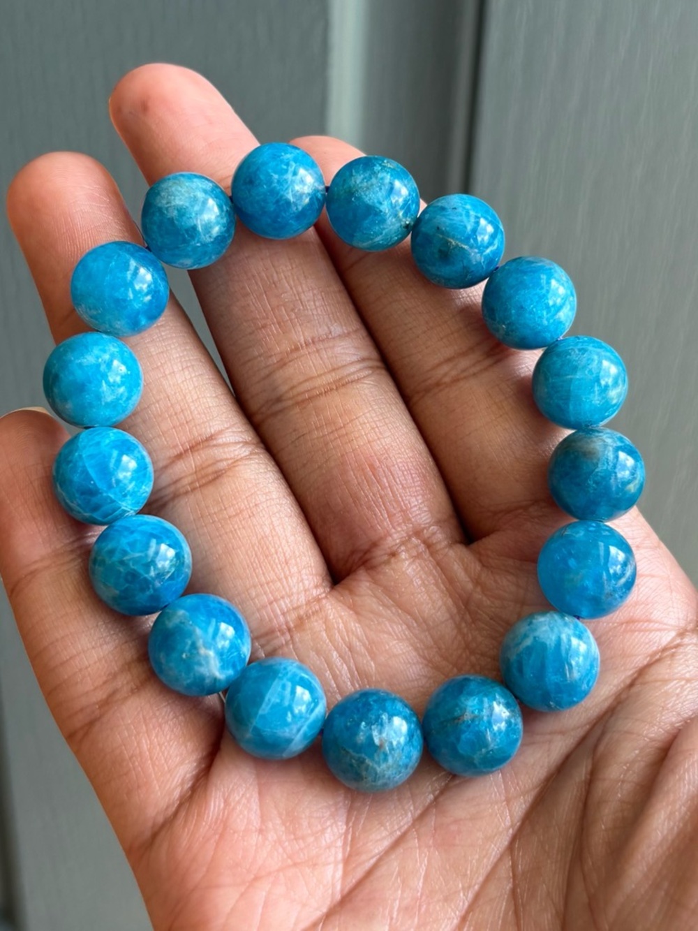 Blue Apatite Crystal Bracelet 12.7mm